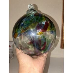 Kitras Art Glass Globe Tree Of Hope Colorful Large
